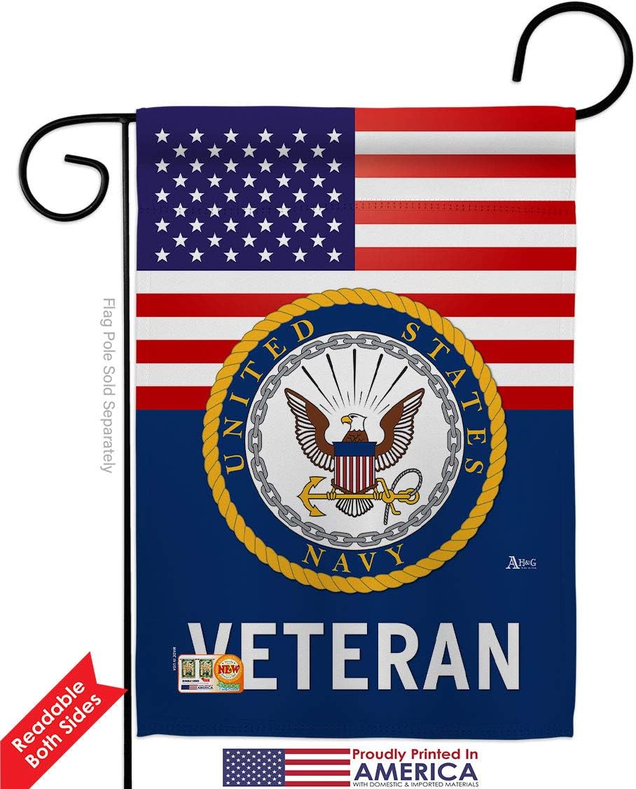 US Navy Veteran Garden Flag - Pack Armed Forces USN Seabee United State American Military Retire Official USA Applique - House Decoration Banner Small Yard Gift Double-Sided Made in 13 X 18.5