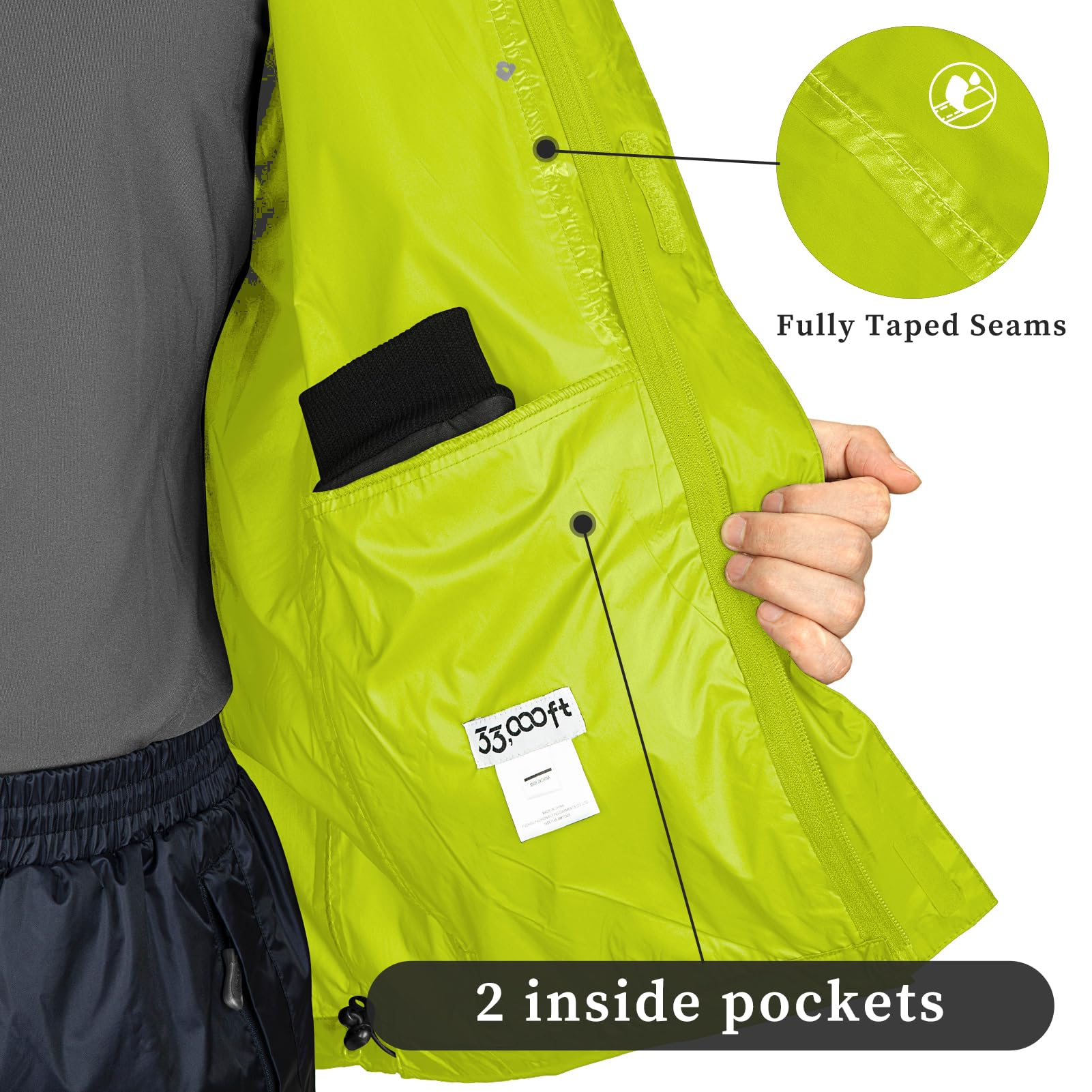 33,000ft Windbreaker,raincoat impermeable Hombre