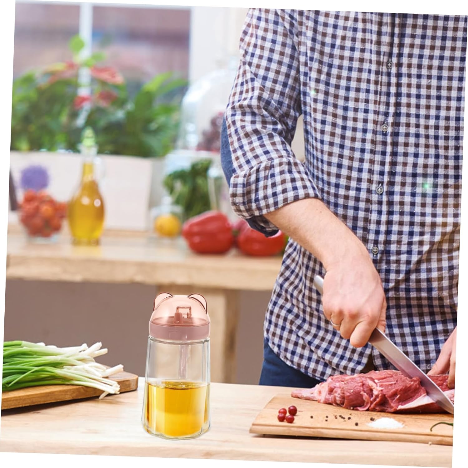 Alipis Oil Bottle for Kitchen Glass Oil Dispenser Spray Pour Condiment Container Ray Style