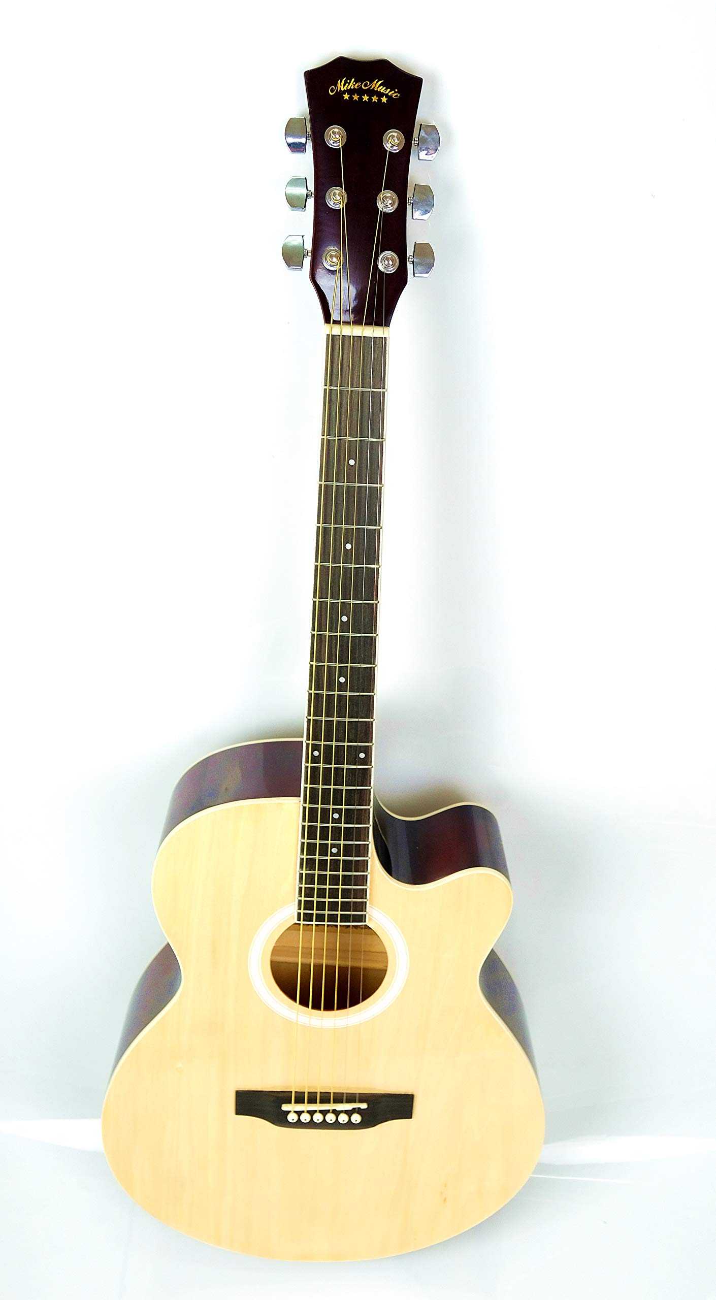 Mike Music 40inch Acoustic Guitar with Bag and Strap and Extra Strings and Capo and Guitar Picks(natural glossy)