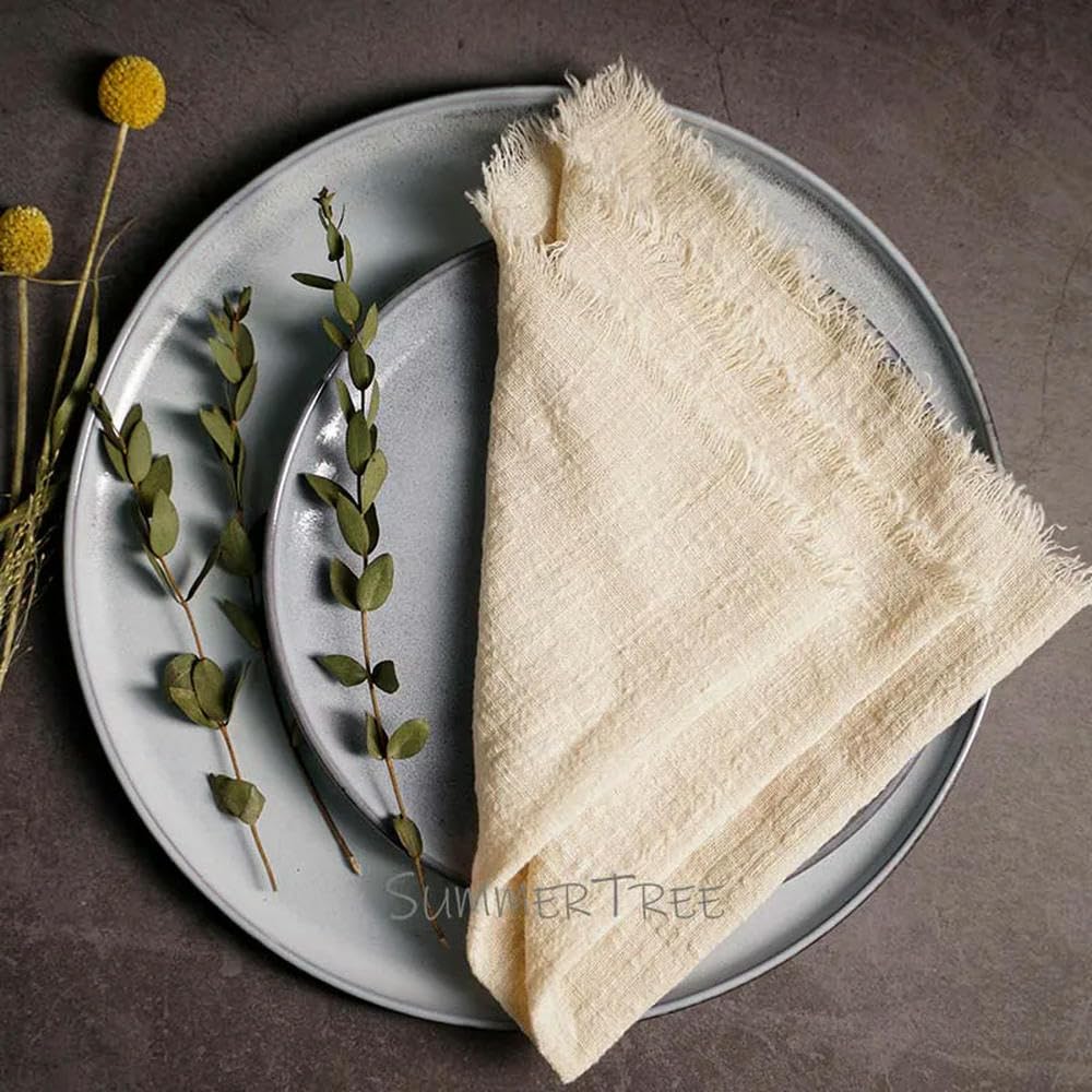 50 Pezzi Tovaglioli Grandi 41x41 cm Tovaglioli rustici in Garza di Cotone, tovaglioli in Mussola, Strofinacci da Cucina, tovaglie retrò, tovaglioli per Matrimoni, Feste, Lino