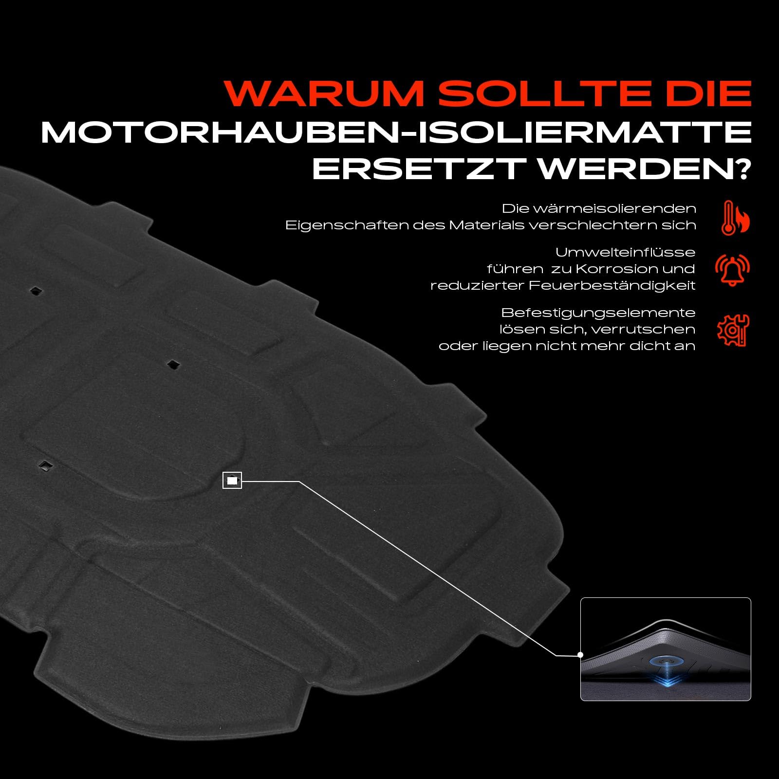 Frankberg Motorraumdämmung Motorhaube 4L0863825 | Kompatibel mit Q7 4L, Q7 4LB, Q7 Van 4LB