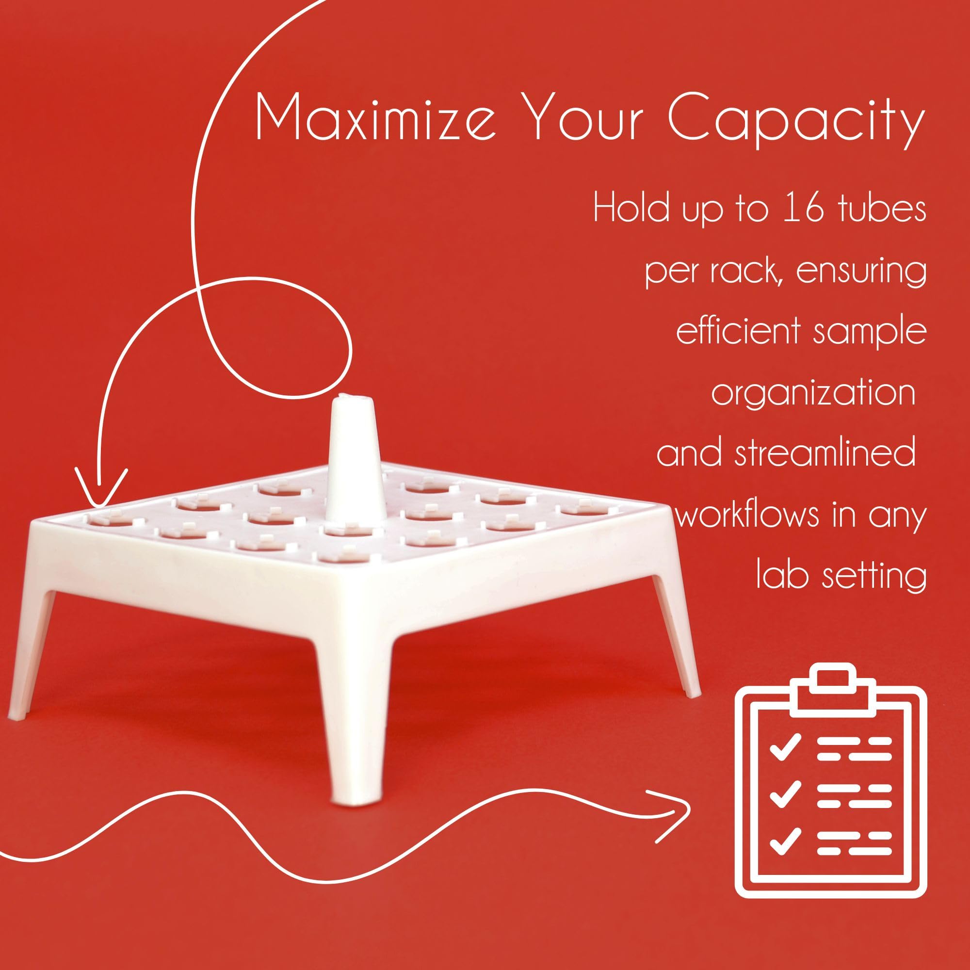 Eisco - Paquete de 12 soportes para tubos de microcentrífuga, polipropileno, autoclavable, capacidad para 16 tubos, índice alfanumérico y mango central para entornos de laboratorio, aula e