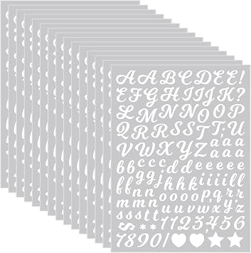 1770 Pcs Alphabet Stickers,15 Sheets White Letter Sticker,0.5 Inch Vinyl Number Alphabet Stickers,Self-Adhesive Small Mailbox Numbers Labels,DIY Letters Sticker for Notebook Cards