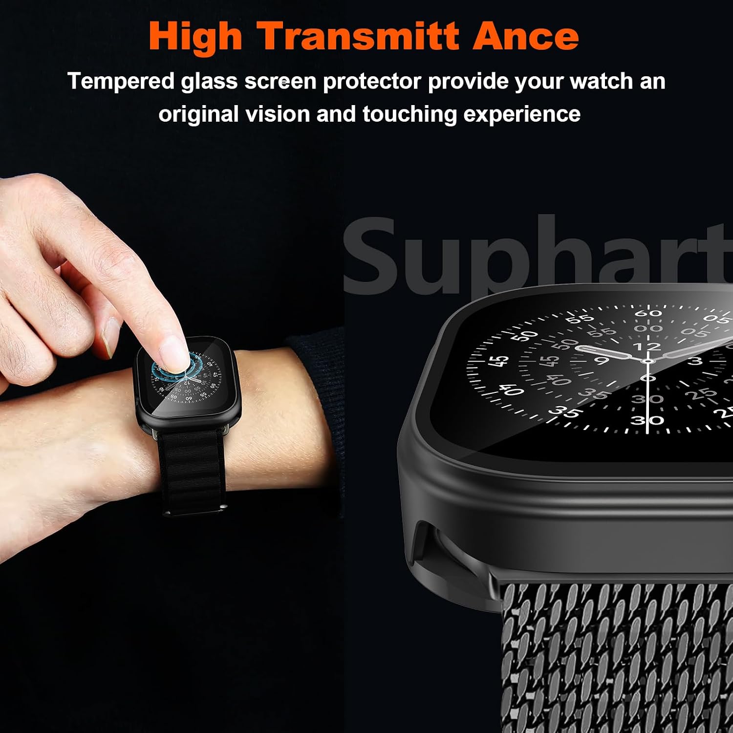 3 in-1 Metal Cover Compatible with Apple Watch Series 11/10 Case 46mm for Women Men, Ultra-Thin Lightweight Built-in Screen Protector for iWatch Series 11/10 46mm (Black)
