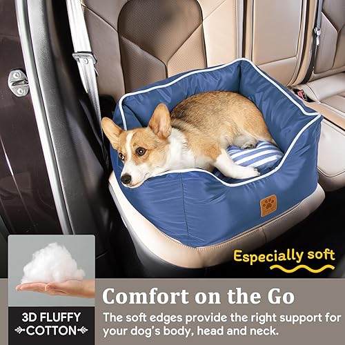 Miniatura 4 de Pmpete Asiento de automóvil para perro, adecuado para asientos delanteros y traseros, cama de viaje impermeable para mascotas pequeñas y medianas,