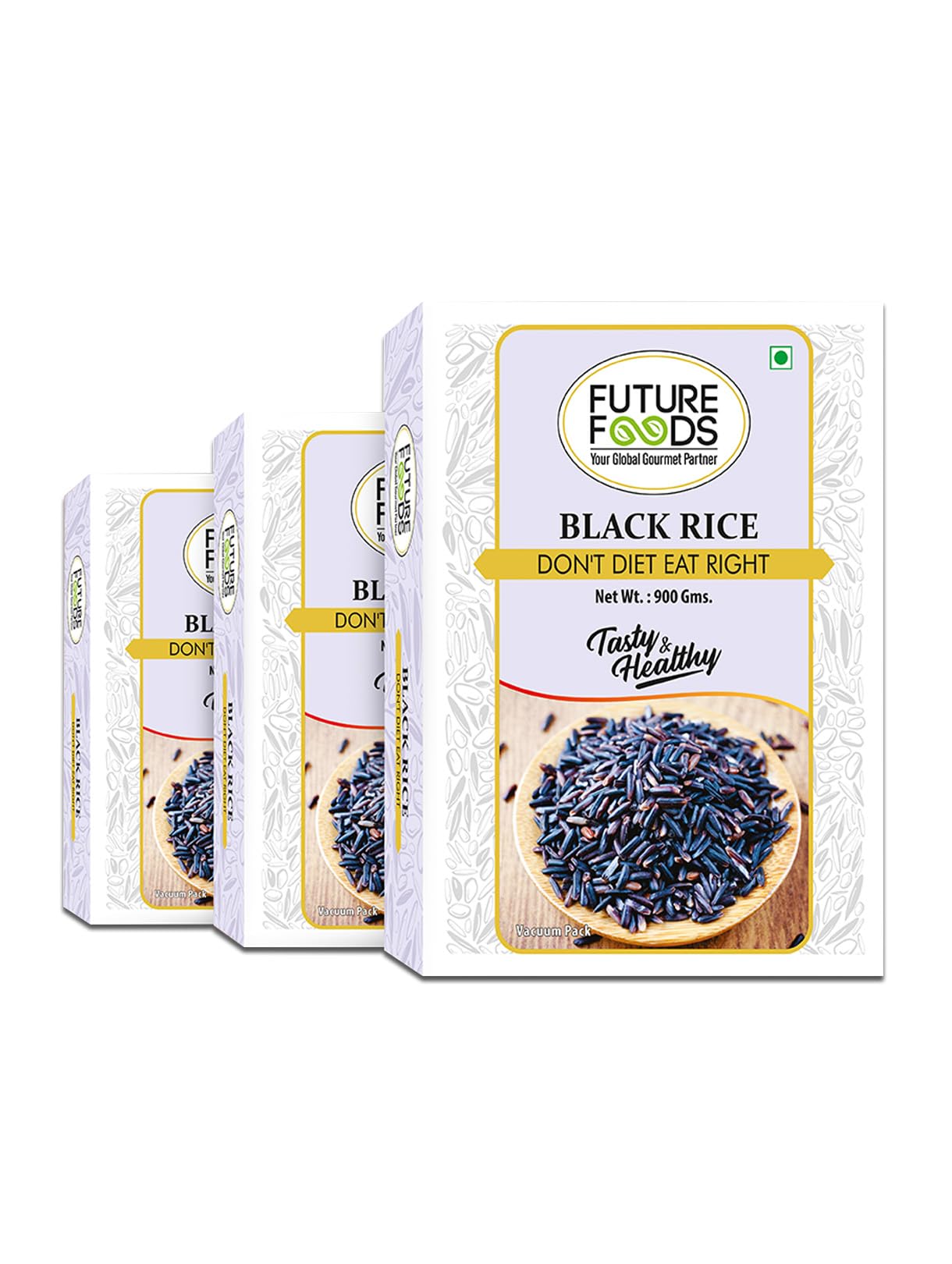 Future Foods Black Rice |Protein Rich|Rich in Antioxidants|All Natural|Aromatic & Unpolished|Natural Detoxifier & Fiber Source|Prevents the Risk of Diabetes & Obesity (Pack of 3), 900 gram