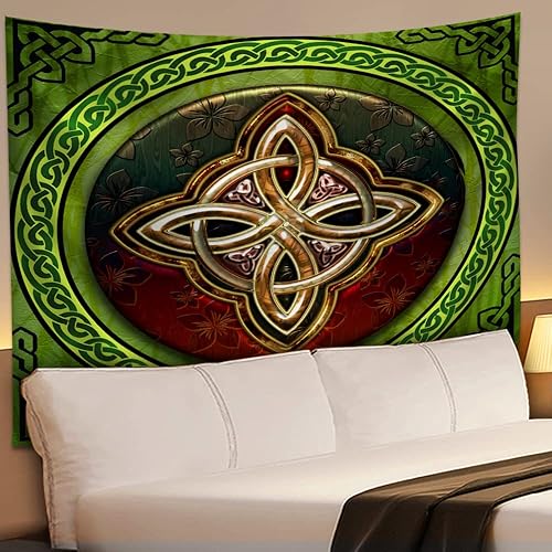 Miniatura 7 de SHRAPHY Tapiz celta de 60 x 40 pulgadas, tapiz nórdico vikingos, irlandés, redondo, nudo de amor, tapiz de buena suerte para sala de estar y