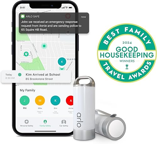 Miniatura 2 de Arlo Paquete familiar seguro  Plan familiar de aplicación segura de 1 año y accesorios de 2 botones  Llavero de seguridad para mujeres, asistencia