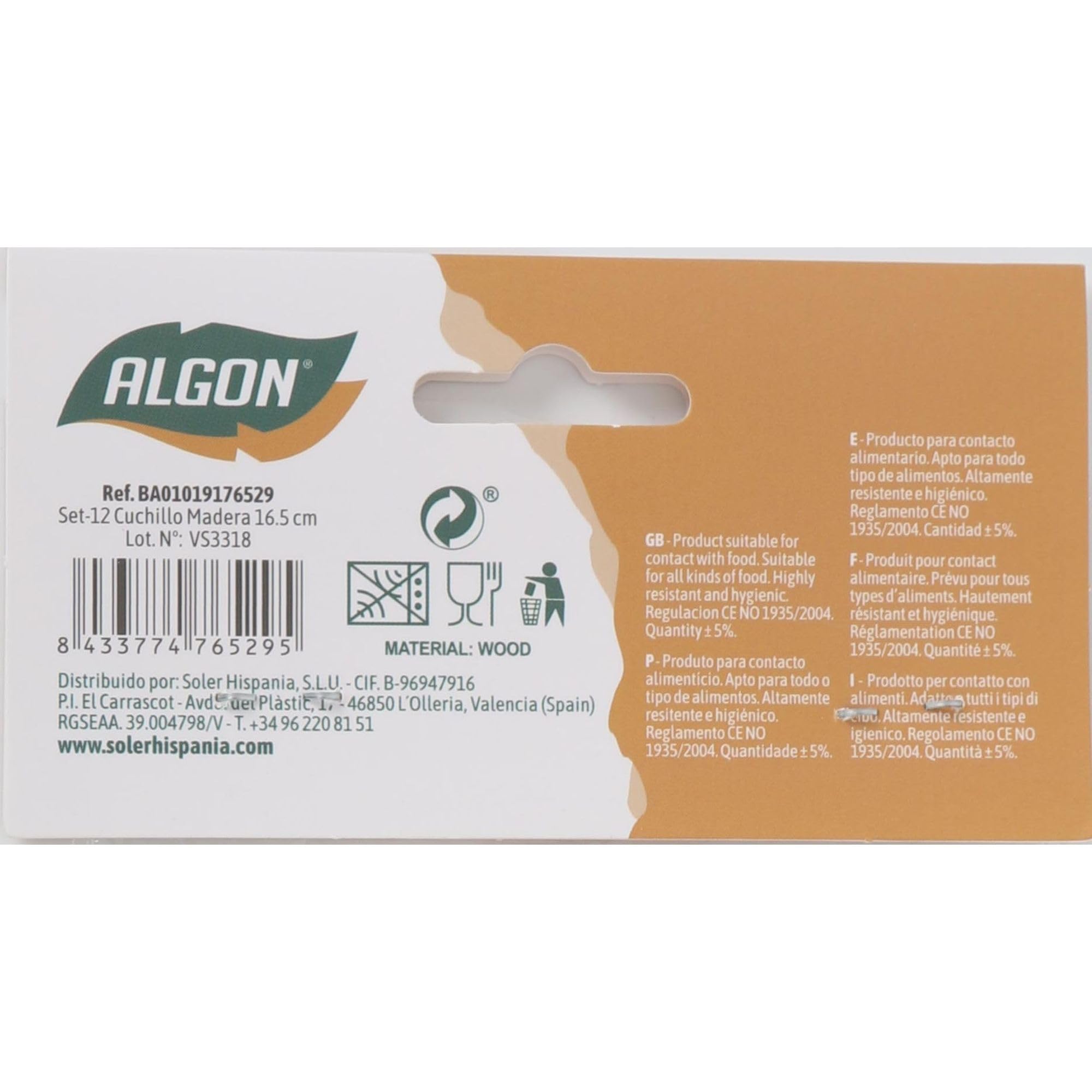 Algon | 1000 coltelli usa e getta in legno resistenti e biodegradabili - Coltelli in legno 16,5 cm alternativa ecologica alla plastica, ideali per feste, eventi e ristoranti