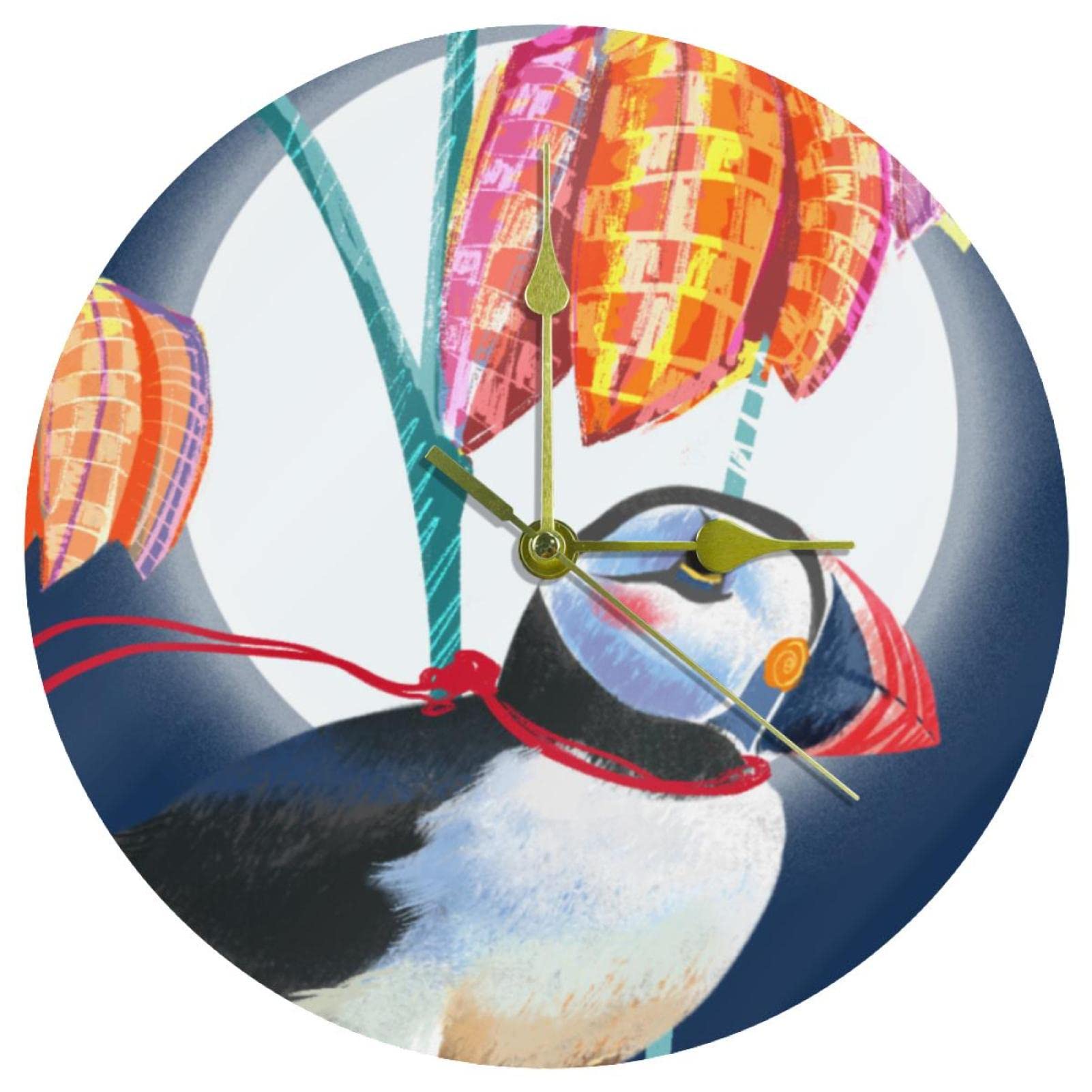 Horloge murale en acrylique oiseaux de 24,9 cm ronde suspendue avec mécanisme à quartz