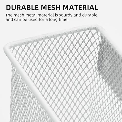 Miniatura 4 de dedoot Portalápices magnético para almacenamiento en el refrigerador, cesta magnética de malla, color blanco, fuerte soporte magnético para