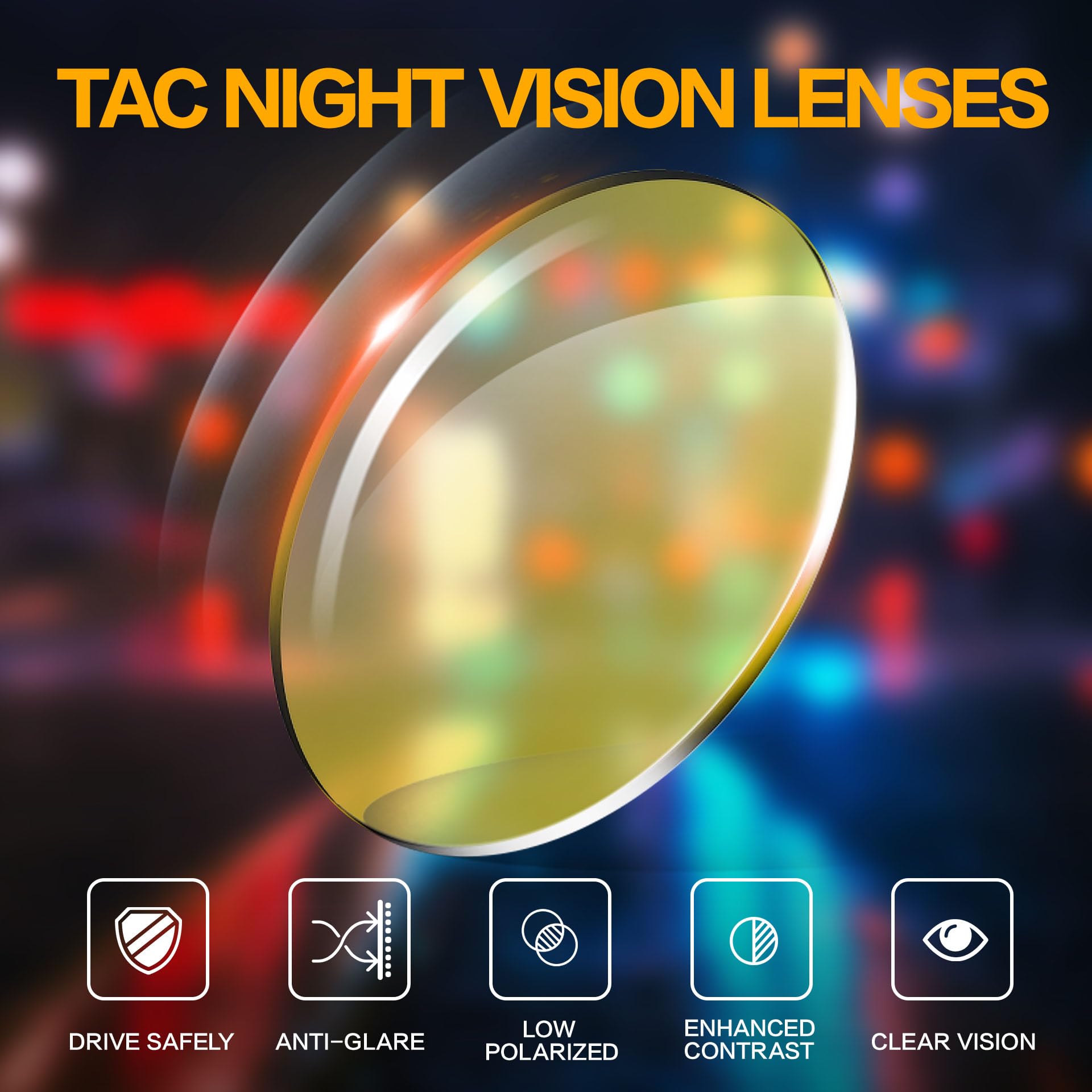 Lentes de visión nocturna para mujer: TR90 antirreflejos, para conducción nocturna, reducen la fatiga ocular para conductores, lluvia, nieve y niebla