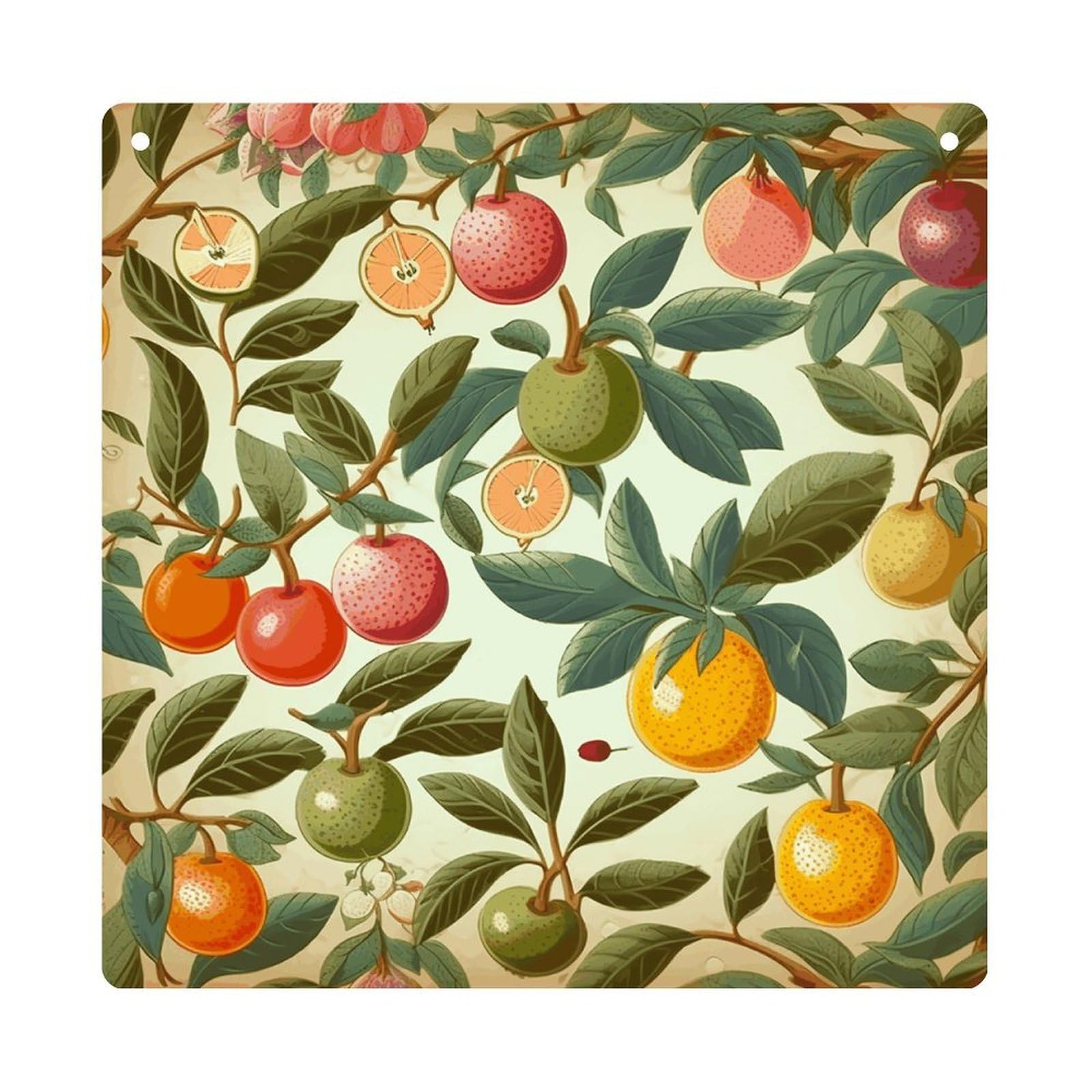 LZQPOEAS Plants And Fruits Square Acrylic Wall Hanging, 8-Inch Acrylic Wall Art with Rope, Premium Wall Plaque Ornament Decor for Home, Living Room, Office, Fireplace & Festive Gifts