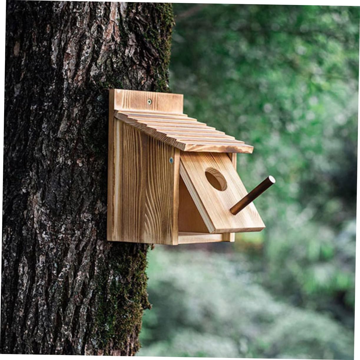 Hohopeti Nido Colgante para Pájaros de Madera Marrón para Jardín | Casa Pequeña Simple y Elegante, Apta para Jaula Larks y Aves, Cómoda, Resistente y Transpirable
