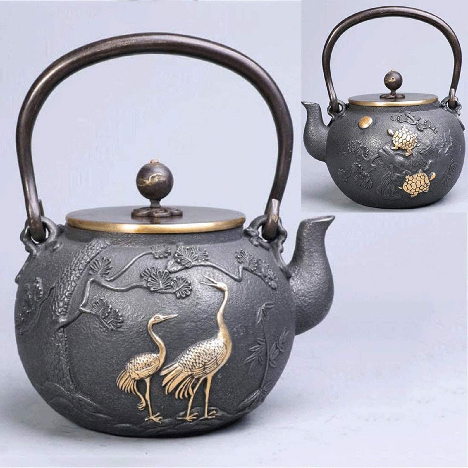 MGEMJMJ Japanese Tea Kettle Tea Pot, Small Cast Iron Tea Kettle, Vintage Heat Resistant 1.2 Litre Tea Maker For Loose Leaf Tea, For Party Office Home