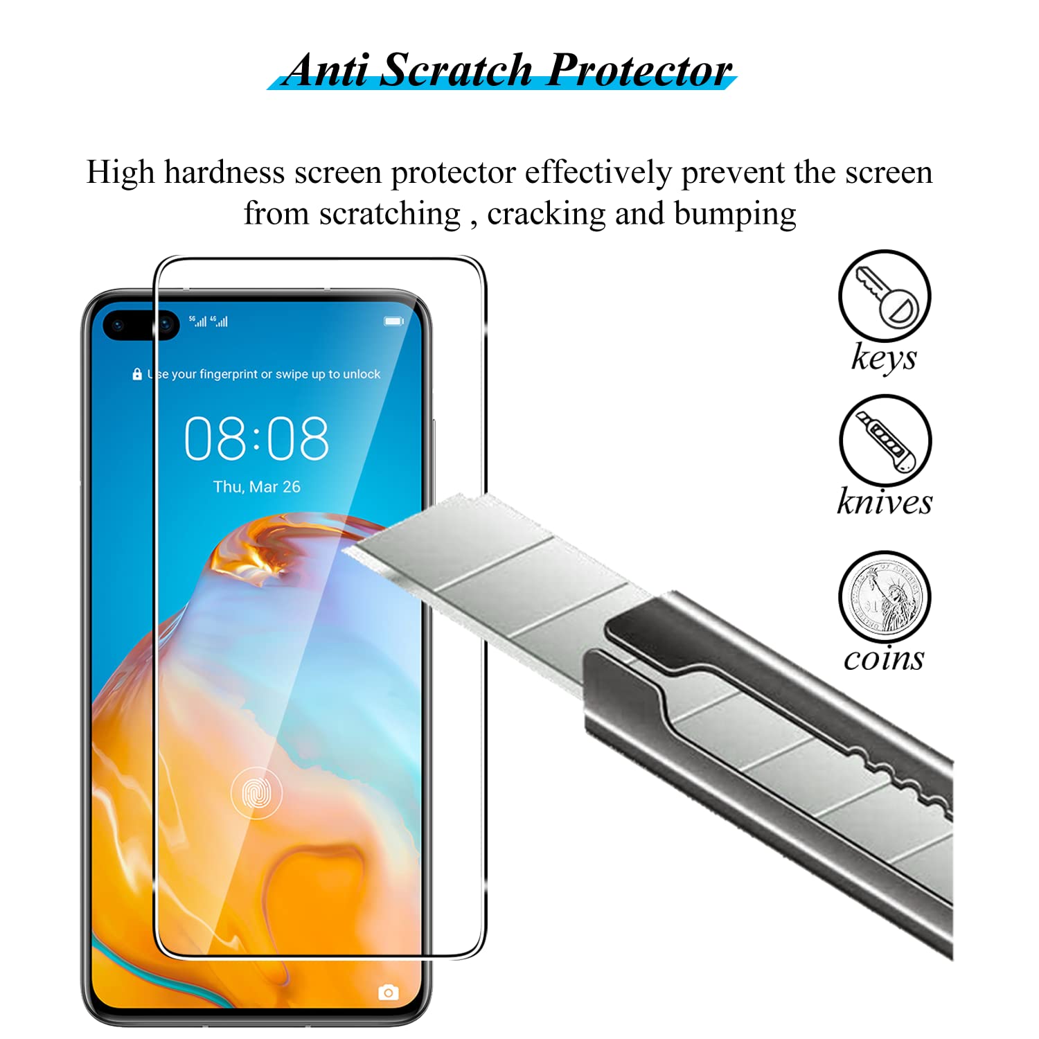 Vetro temperato opaco per Huawei P40 P30 P20 Pro Y9a P Smart Z Screen