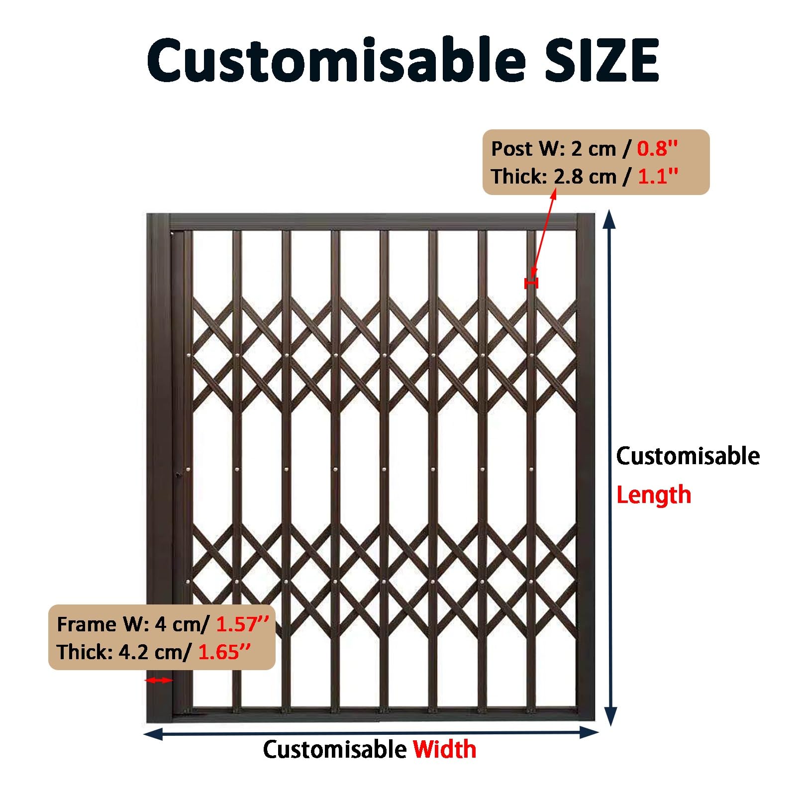 Rejas para Ventanas Exteriores House Home Barras de Seguridad para Ventanas Plegables, Puertas correderas concertinas universales antirrobo y Ventanas correderas(90x80cm/35x31'')