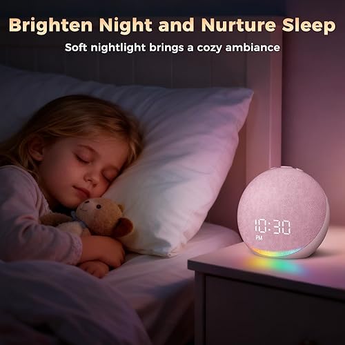 Miniatura 7 de Reloj despertador de máquina de sonido para dormitorio 25 sonidos naturales de sueño - Máquina de ruido blanco para adultos, niños y bebés - Alarma