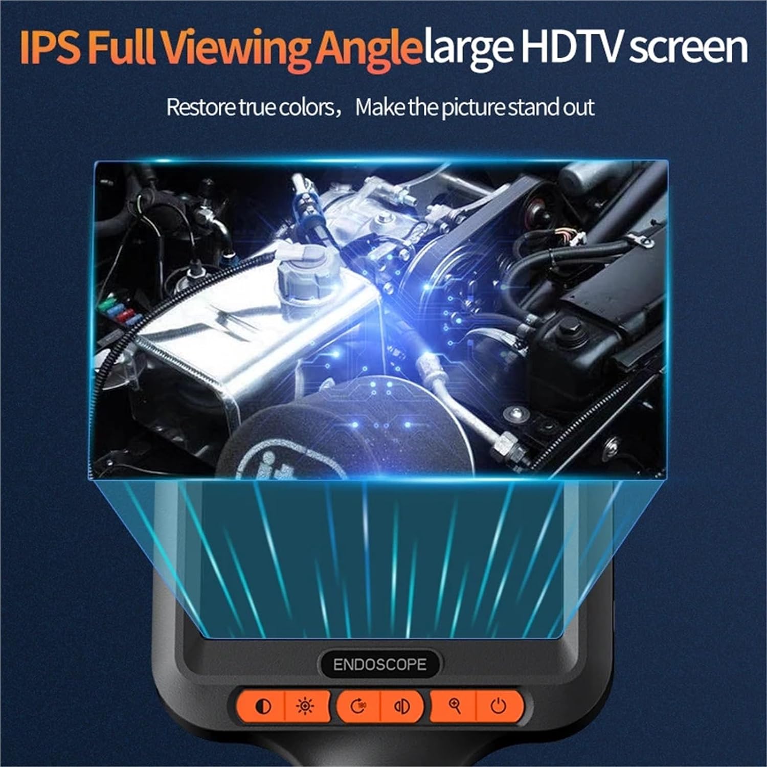 8.0mm 1m/5m/10m/15m/20m/30m/50m Endoscope Camera HD 1080P 4.3 Inch IP6 Waterproof Car Pipe Sewerage Inspection Borescope 2600mAh(5m)