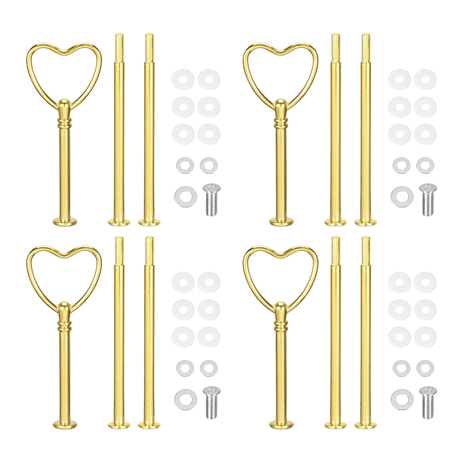 uxcell 4 Set 3-Tier Cupcake Stand Hardware Handles, Zinc alloy Cake Plate Stand Handle Fittings with Screws for DIY Making Fruit Plate Cake Stand,
