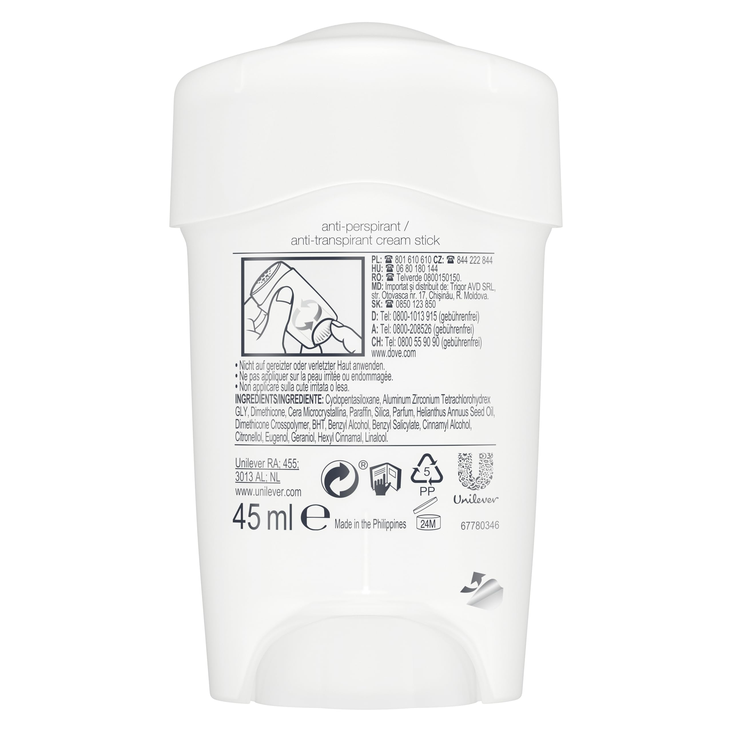Dove Deodorante Crema Maximum Protection, 1 x 45 ml ciascuno, Fresh Scent, Dermatologicamente Testato, Antitraspirante per Ascelle, Protezione per 48 ore, Per Pelli Sensibili (Confezione da 2)