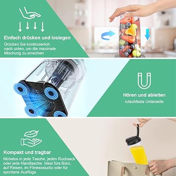 Mixer Smoothie Maker to Go 2-in-1 Mini Mixer Kitchen for Grinding & Mixing 800 W Blender Electric Stand Mixer with 2 Bottles & 6 Blades Stainless Steel High Performance Mixer for Kitchen Baby Porridge Shakes