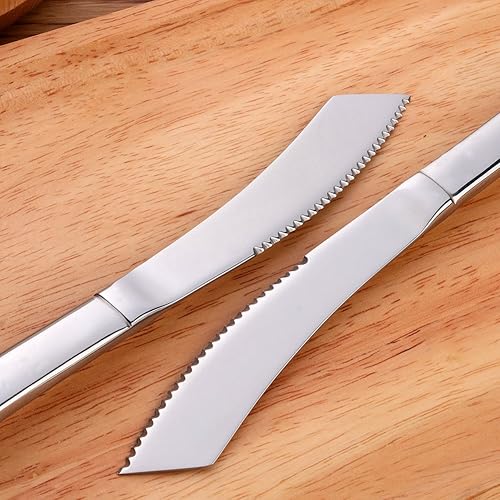 Miniatura 36 de Juego de cuchillos para carne, cuchillos de cocina de acero inoxidable dentado de alta calidad, juego de 6, aptos para lavavajillas (dorado)