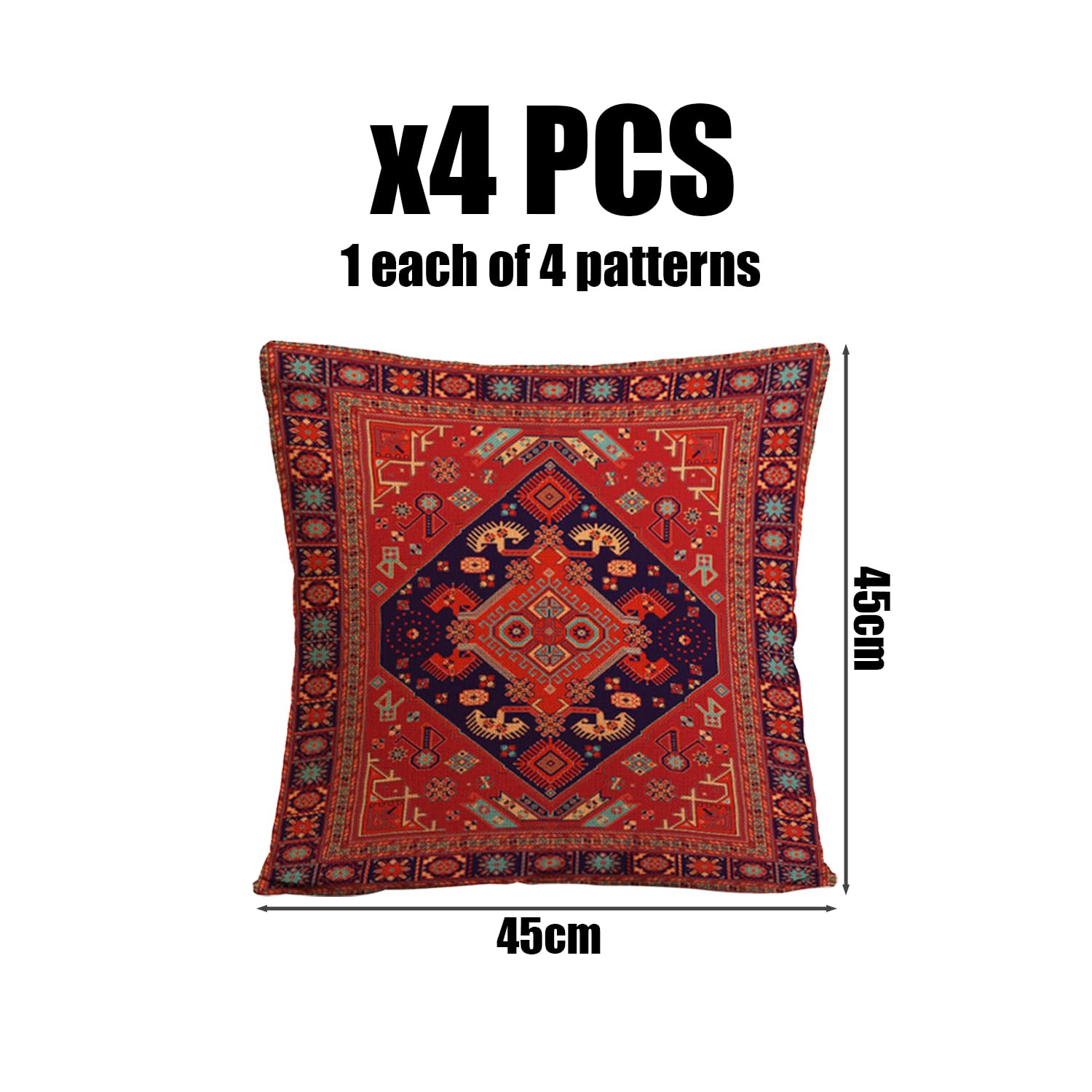 USHXVG 4 Pieces of Retro Pattern Pillow Covers, Linen Cushion Covers, Painted Pattern Cushion Covers, Sofa Pillow Covers - Image 2