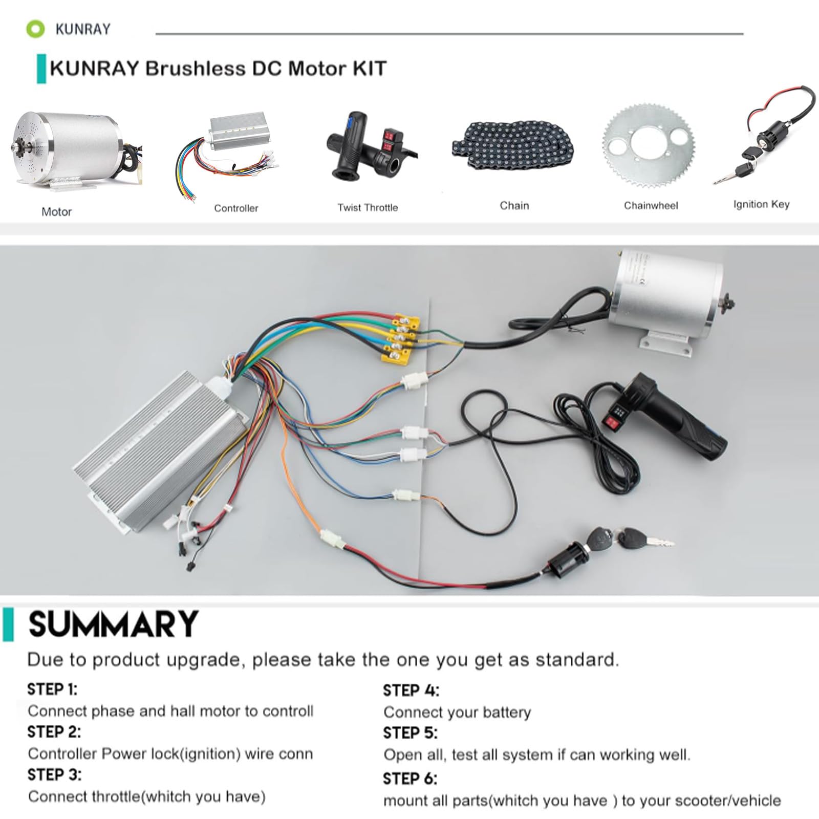 Elektromotor 3000W Bausatz 72V Motor Hohe Leistung Go Kart Elektro Motor | 5.4N.M Scooter Motor, 6700RPM Brushless DC Motor Kit, Elektromotor für Gokart, DirtBike ATV Motorcycle, Elektromotor Bausatz