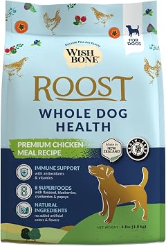 Wishbone Roost New Zealand Chicken Dry Dog Food, Gluten-Free, Grain-Free Formula for Overall Pet Health - 4 lb