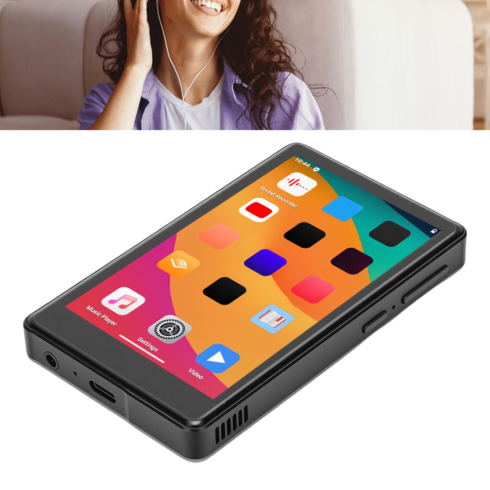 Reproductor MP4 Bluetooth 5.0 Pantalla Táctil Reproductor de Música Portátil para Viajes Sonido HiFi de 4 Pulgadas