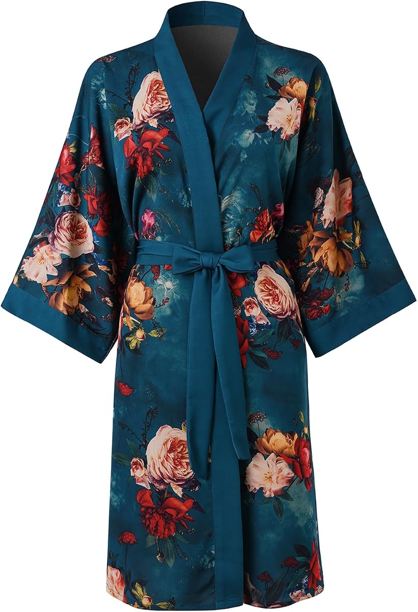 Women's Kimono Short Robe Pocket Bathrobe for Women