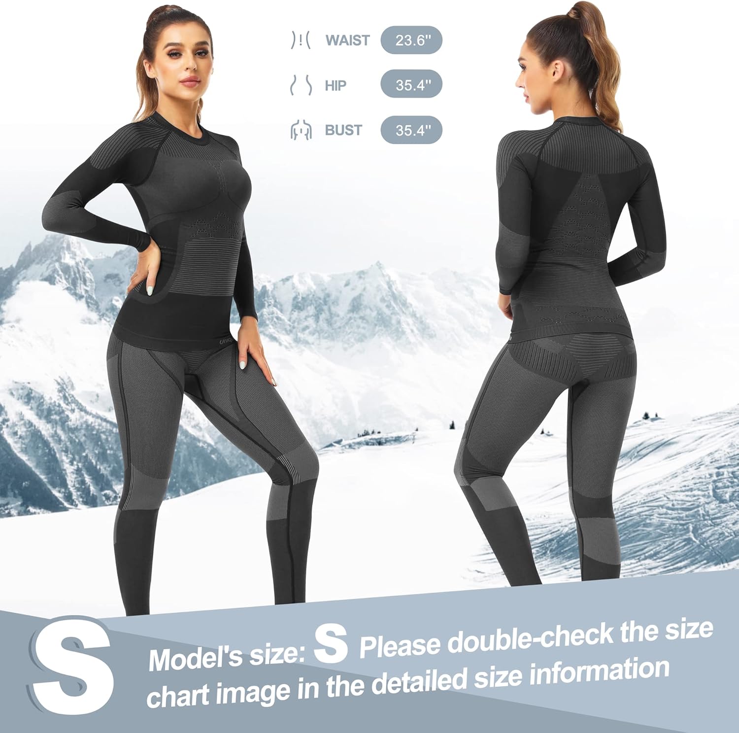UNIQUEBELLA Womens Thermal Underwear Long Johns Base Layer Set for Women Athletic Underwear Set - Image 3