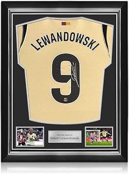 Robert Lewandowski Signed Barcelona 2025-26 Away Soccer Jersey. Superior Frame