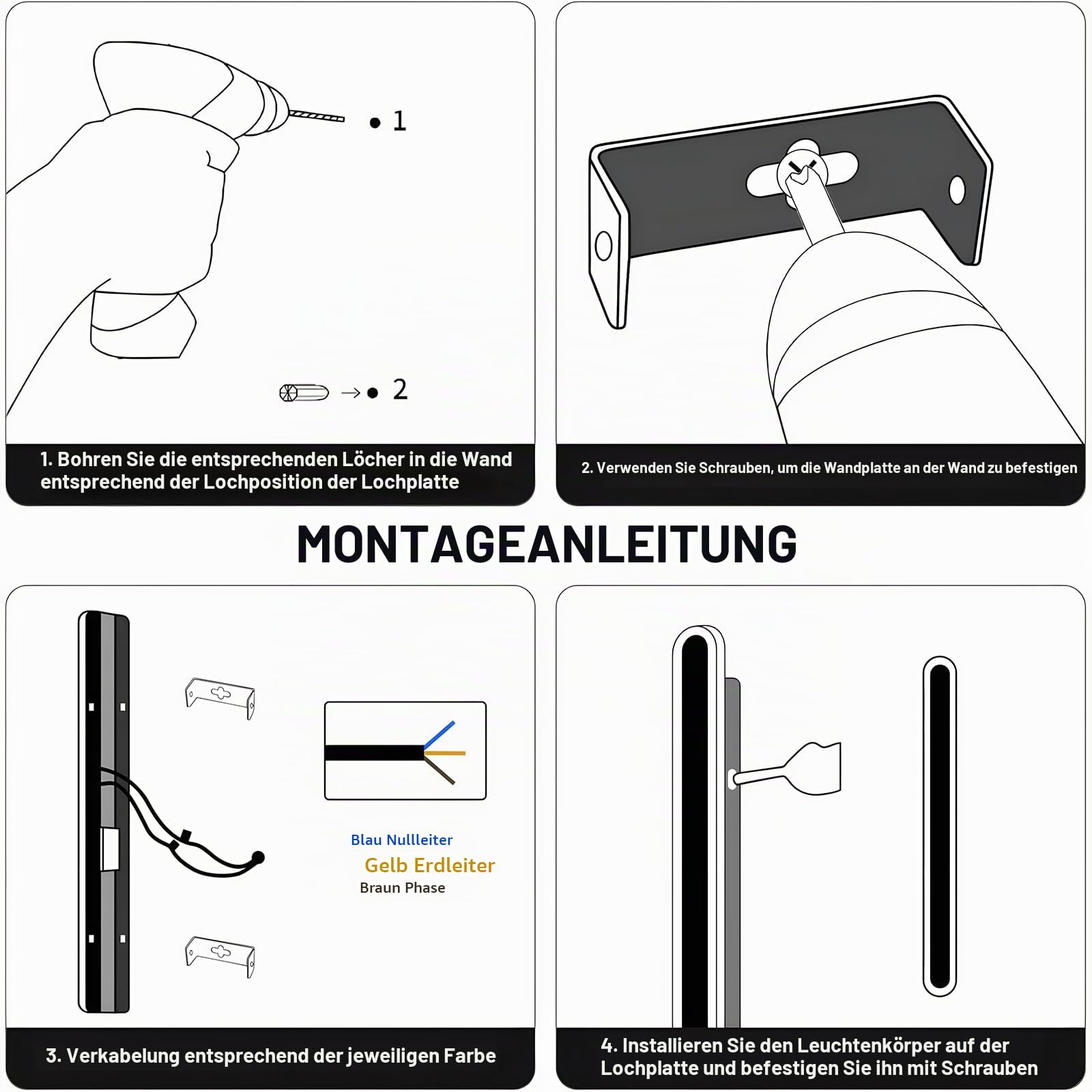 25W/120CM Wandleuchte Aussen LED Lange Wandlampe mit Fernbedienung | Moderne Wasserdicht Ip65 Wandleuchte,Dimmbar 10-100%, 3000K-6000K,,für Villa Garten Korridor Außenbalkon,110-240V,Schwarz