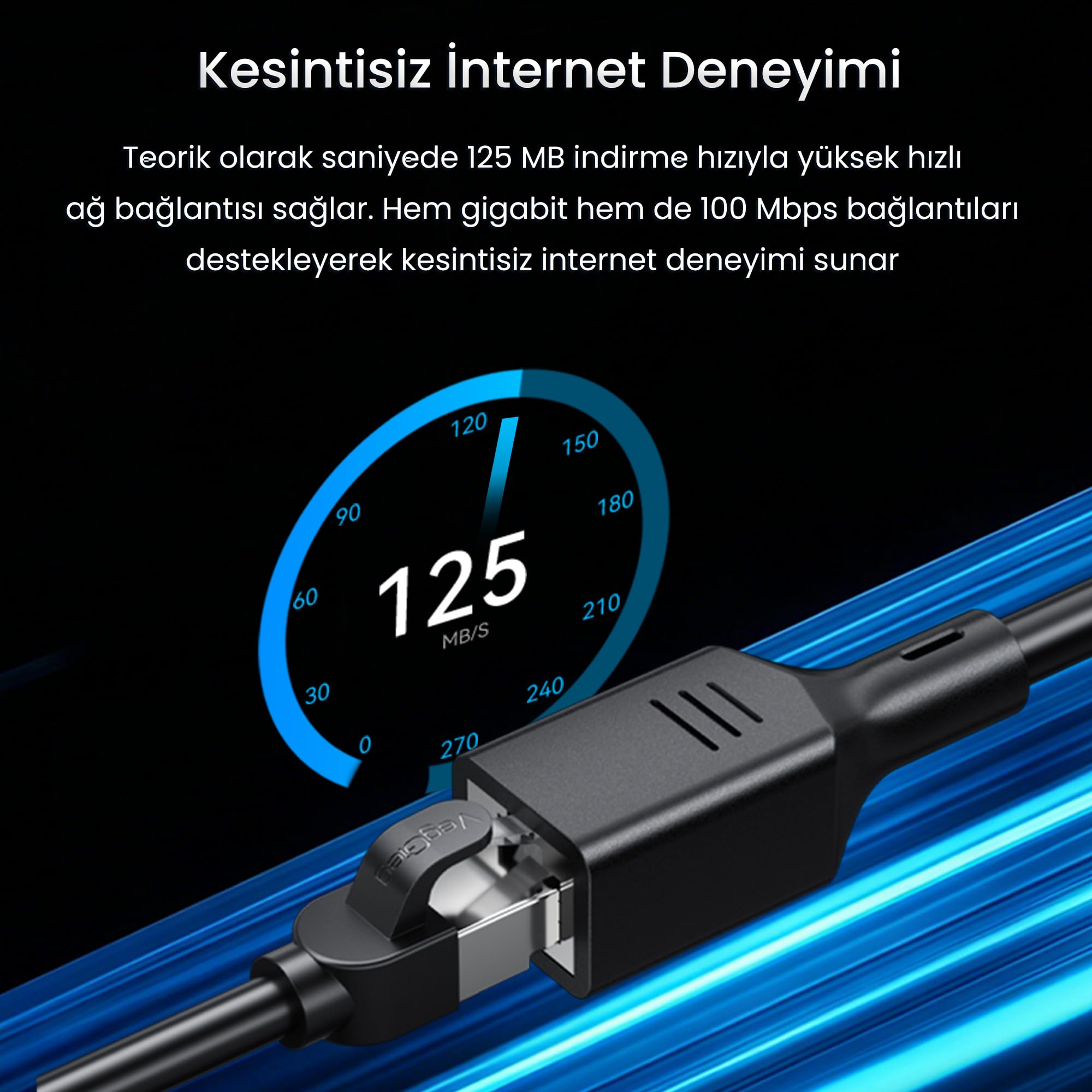 VegGieg Cat6 1000Mbps Gigabit FTP RJ45 Ethernet Ağ Uzatma Kablosu 1.5 Metre