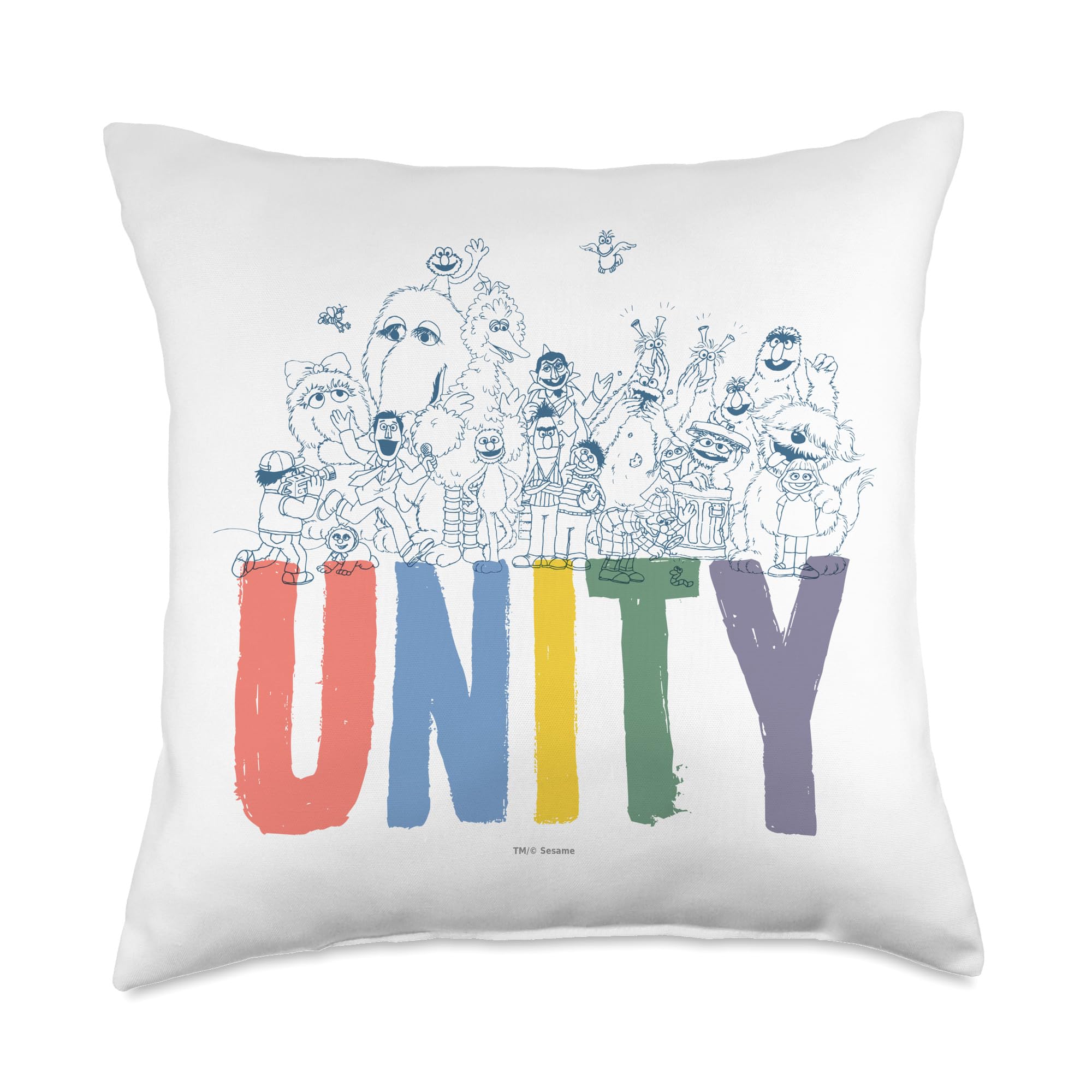 Coussin Sesame Street pour retrouver les souvenirs d'enfance de la pose de groupe