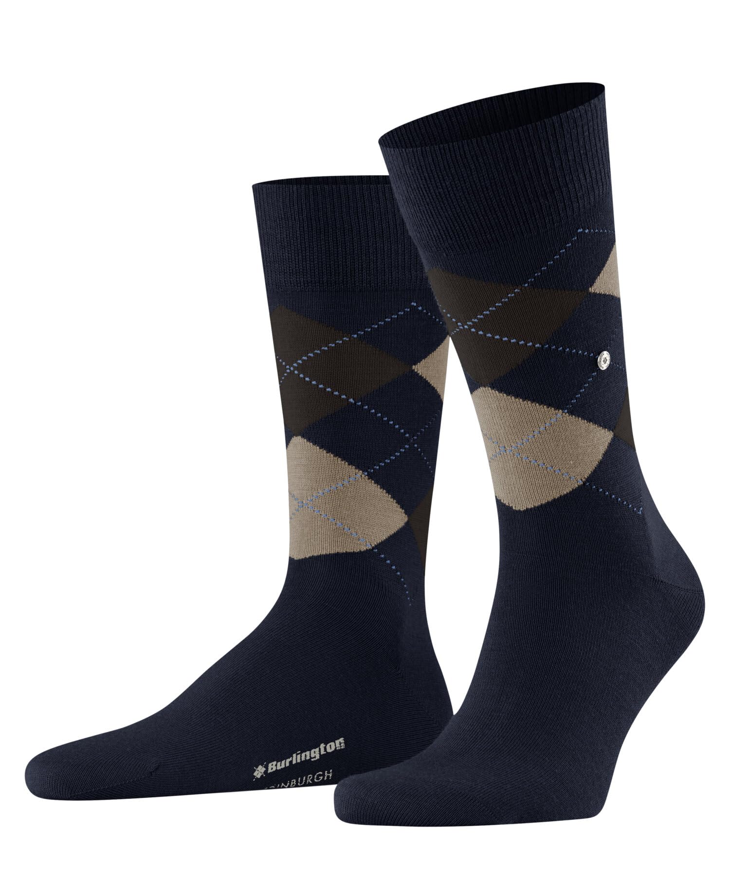 Burlington Men's Edinburgh M So Wool Patterned 1 Pair Socks, Blue Marine 6121, 6.5-11