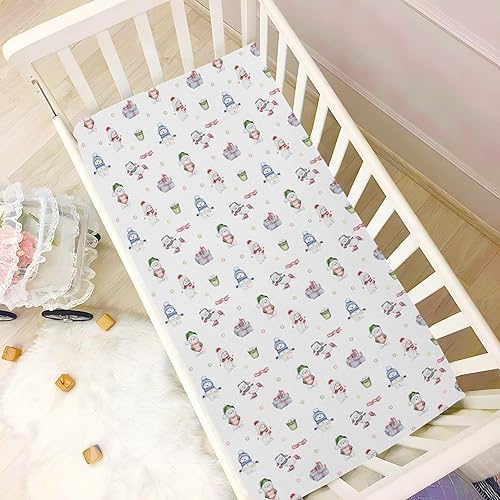 Miniatura 5 de Cute Snowmen Crib Sheets - Stretchy Fitted Crib Sheets for Boys Girls, Unisex Cozy Baby Crib Sheet 27 x 39 x 5 Inches