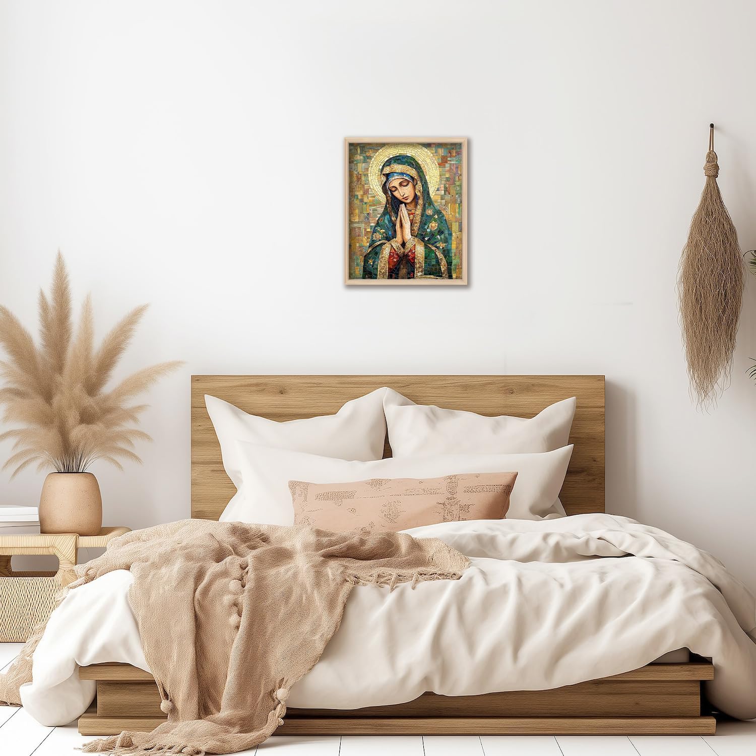 bitCNY 5D Diamond Painting Virgin Mary Mosaic Art, Full Drill DIY Diamond Art Kits for Adults, Religious Catholic Wall Decor Canvas 9.8x11.8 Inch