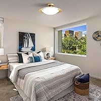 Vista 8 de Dimmable Mid Century Modern Semi Flush Mount Ceiling Light with Acrylic Shade,White Gold LED Ceiling Light,5CCT 2700K-6000K Light Fxiture for