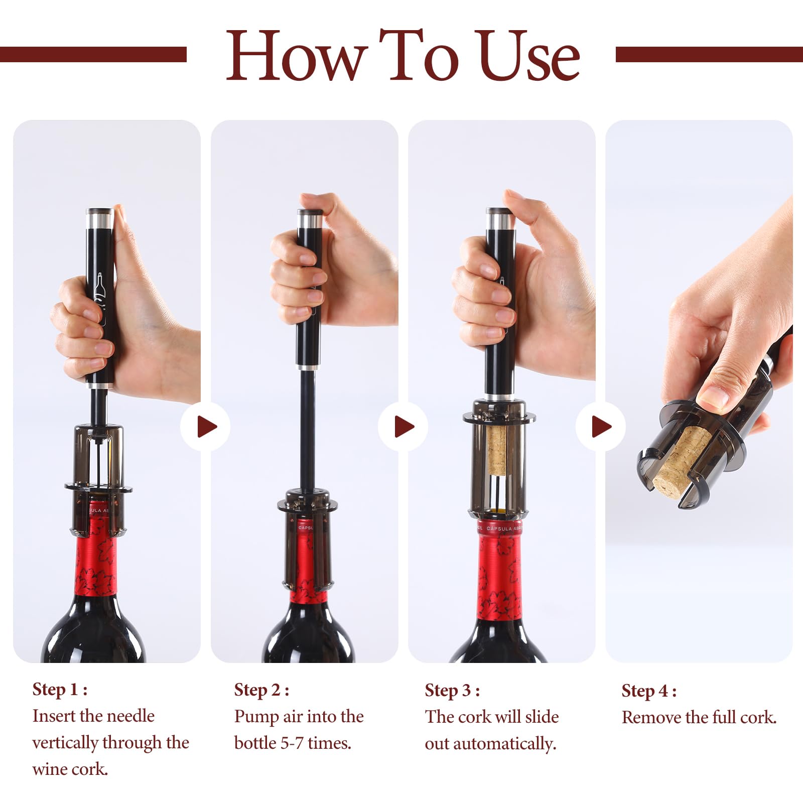 Elegear Air Pressure Pump Wine Opener for Removing Cork Professional Handheld Portable Corkscrew - Image 4