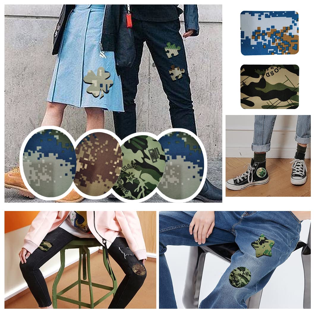 Rolin Roly 22Pcs Camo Iron On Fabric Patches Camouflage Heat Transfer Repair Patch Stickers Adhesive Jean Embroidered Patches for Clothing Jackets Decorating3.7X4.9inch