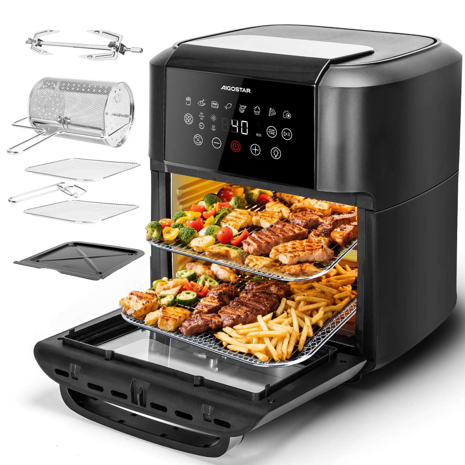 Aigostar Heißluftfritteuse 12L Heißluftofen Backofen, 1700W