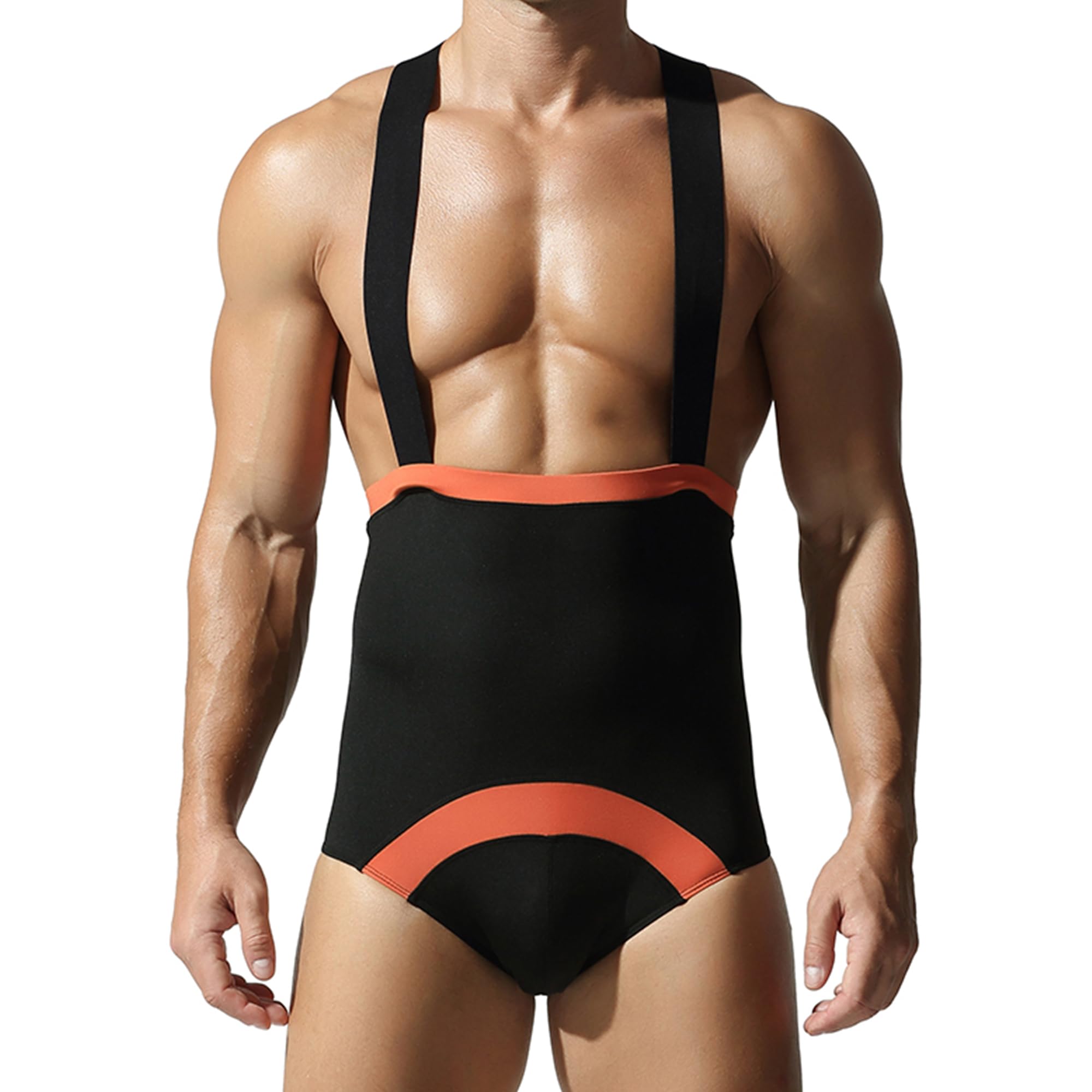 YUFEIDA Men's Sports Shirts Active Undershirts One Piece Boxer Singlet Wrestling Bodywear Active Base Layers Bodysuit
