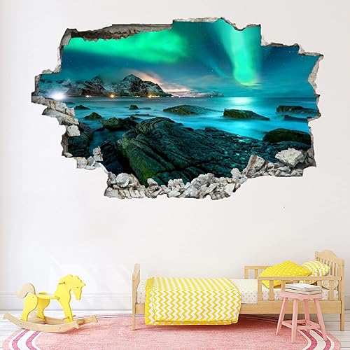 Miniatura 36 de Calcomanía de pared de animales, tatuaje de pared 3D de tiburón destrozado, removible, calcomanías de pared para habitación, calcomanías