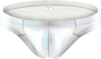 Swbreety Mens Bikini Briefs Metallic Bulge Pouch Underwear Low Waist Underpants