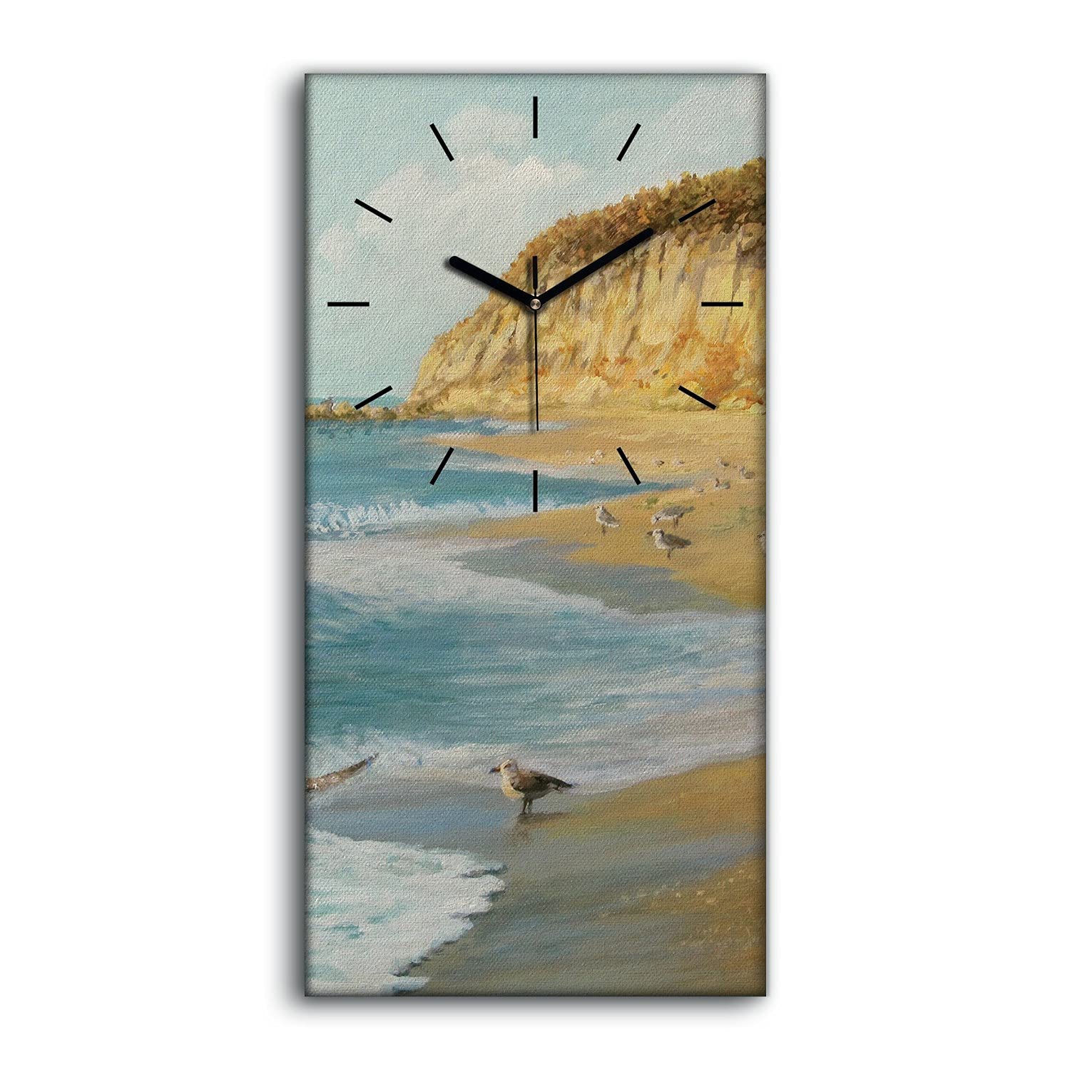 Horloge sur toile mer et goélands pour une chambre zen et calme