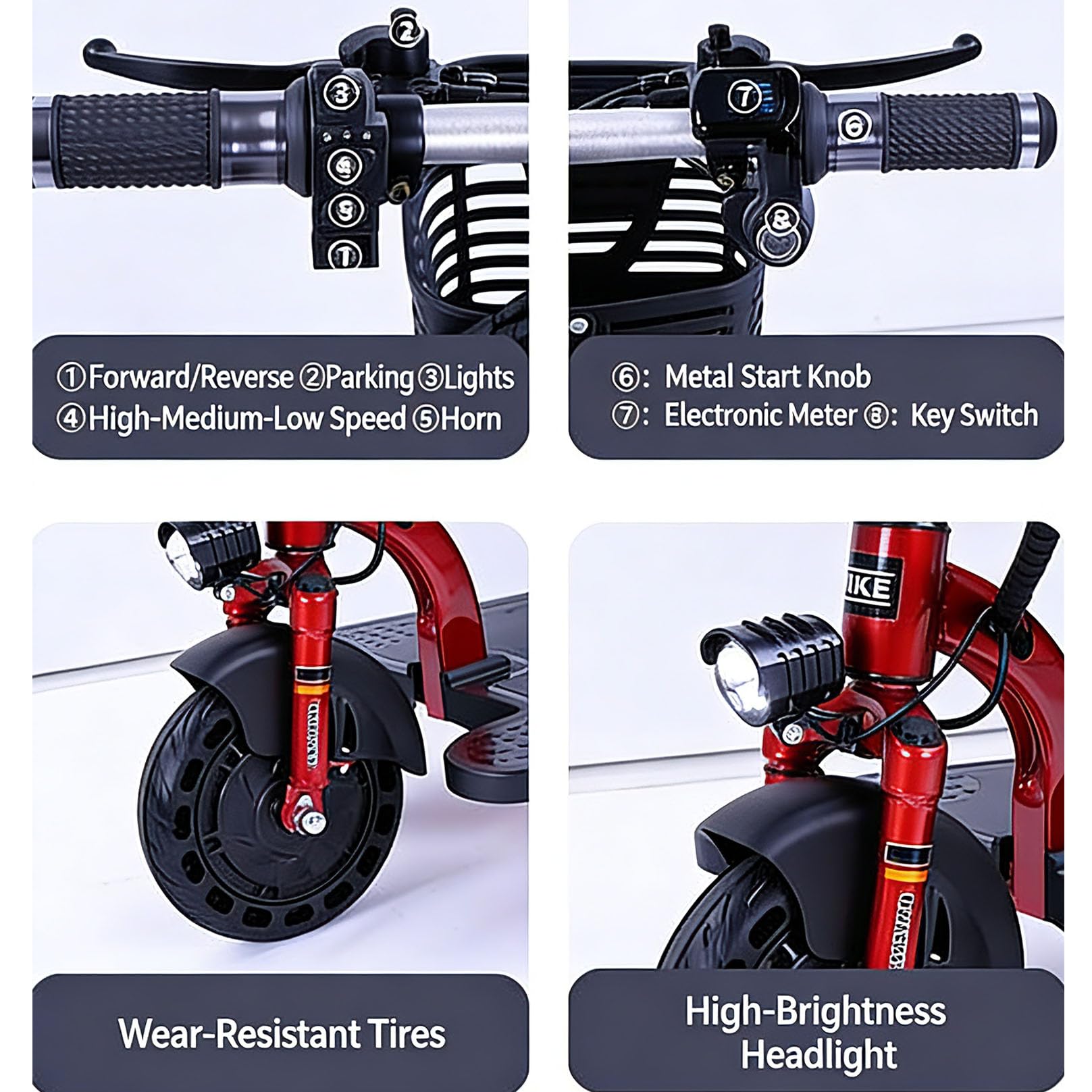 Scooter de movilidad plegable,Scooter electrico discapacitados Es muy adecuado para personas discapacitadas y personas mayores,Equipado con batería de 20 Ah Mayores Fácil de operar(Rojo)